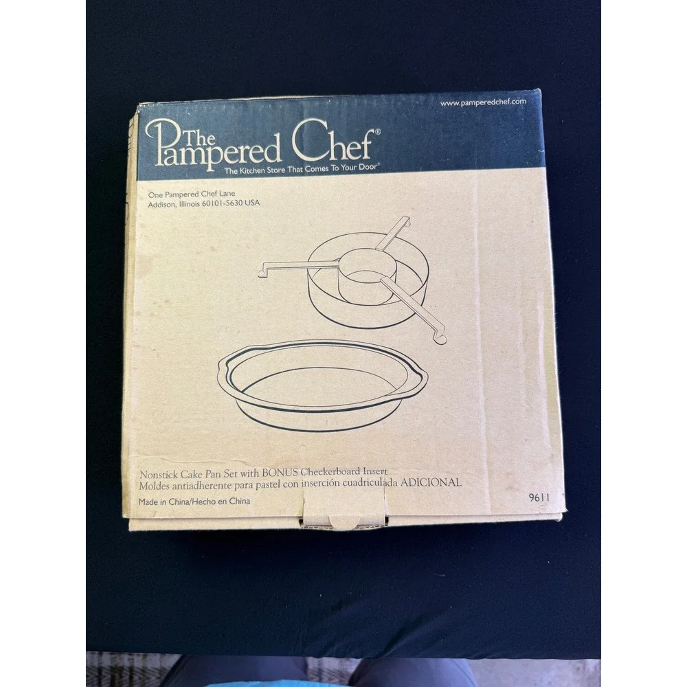 Pampered Chef 9611 Nonstick Cake Pan Set 9in 3pc Checkerboard Insert